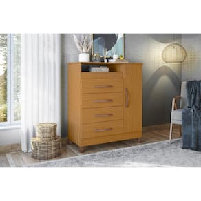 Cômoda 1 Porta 4 Gavetas e 1 Nicho Turquesa Cinamomo