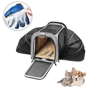 Kit Bolsa Pet Expansivel Transporte Viagem + Luva Tira Pelos