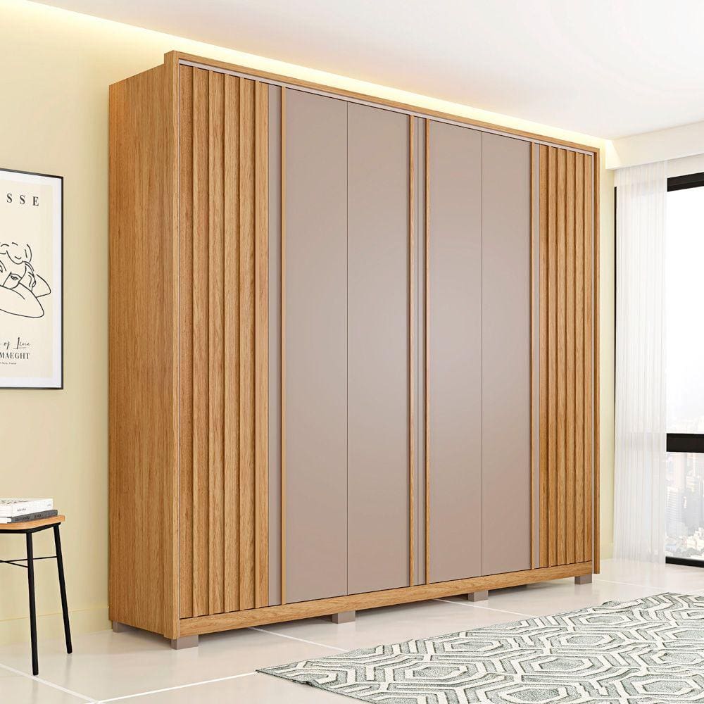 Guarda Roupa Casal Grande 6 Portas 6 Gavetas Marrom Apollo