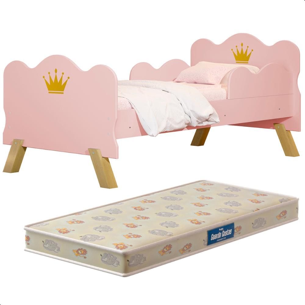 Cama Infantil com Colchão Realeza Rosa