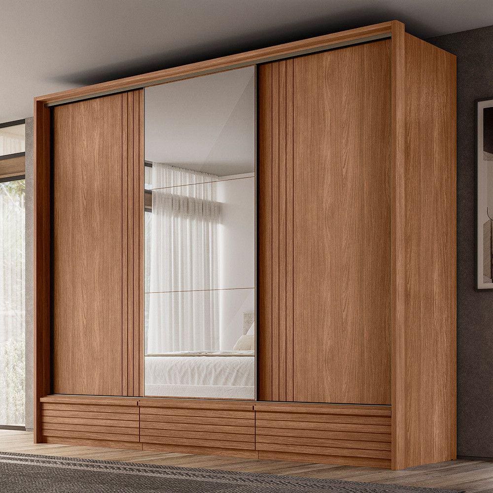 Guarda Roupa Democrata 3 portas correr Flex com Espelhos Santos Andira