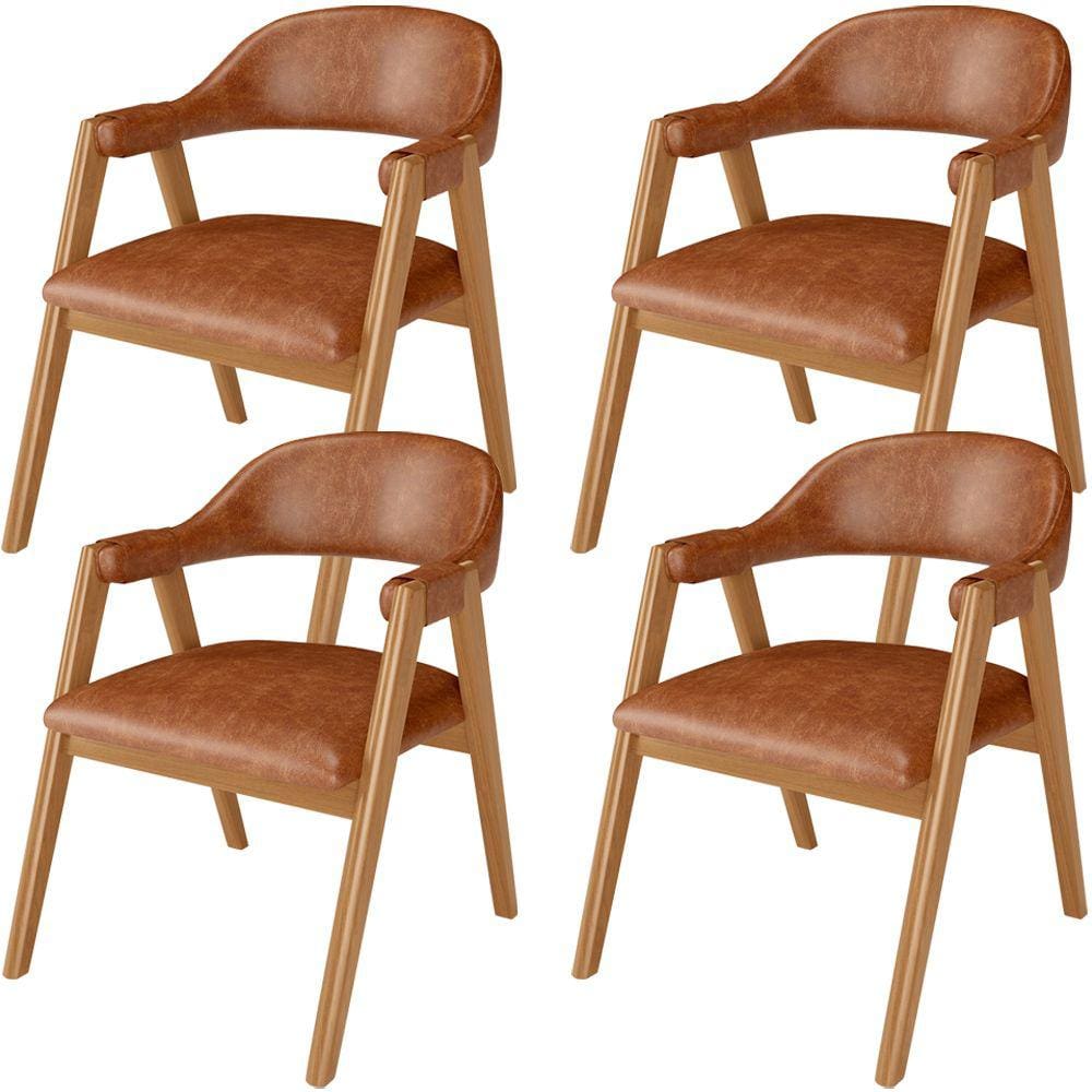 Kit 04 Cadeiras de Jantar e Estar Living Estofada Nadja L02 Couríssimo Camel - Lyam Decor