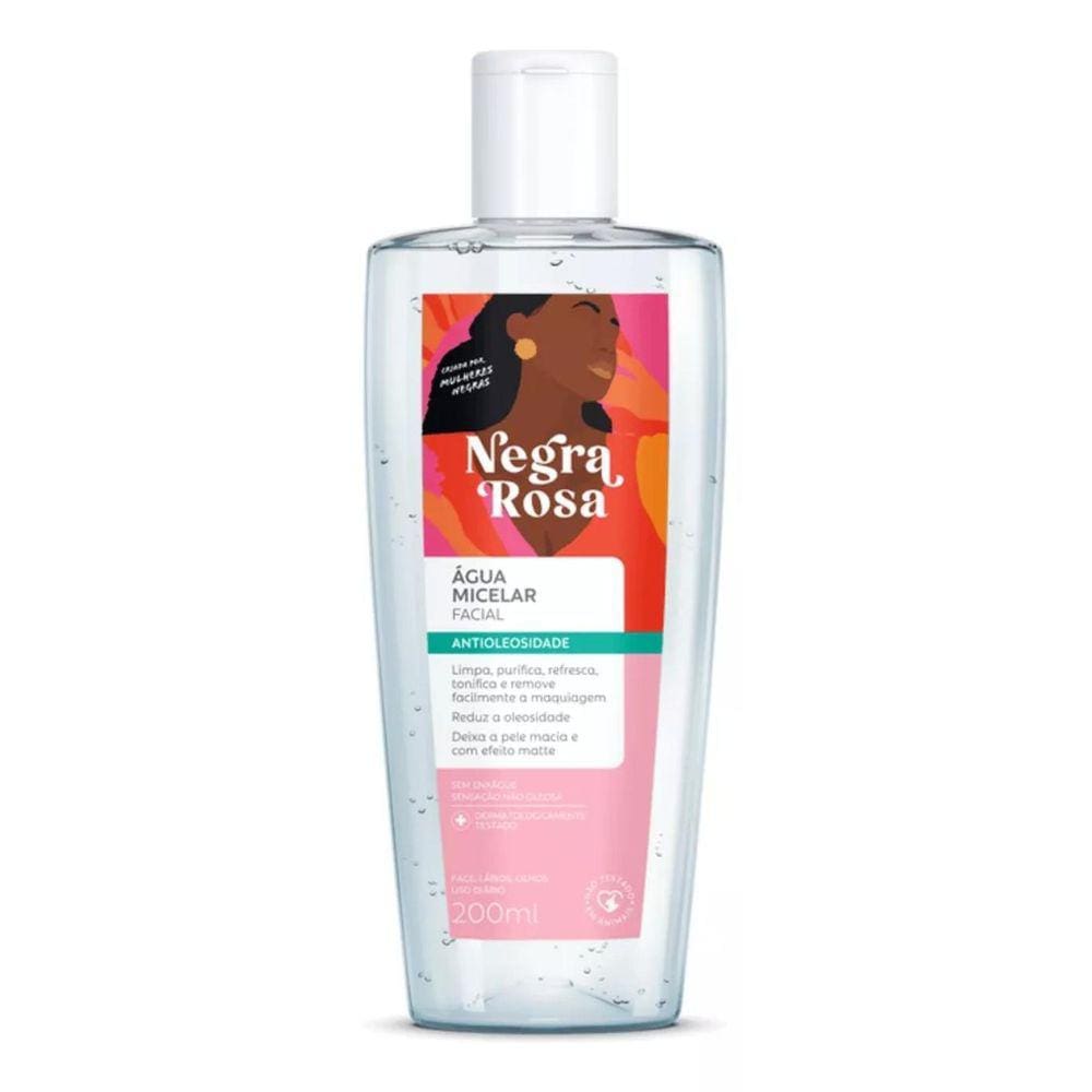 Água Micelar Facial Antioleosidade Negra Rosa 200Ml