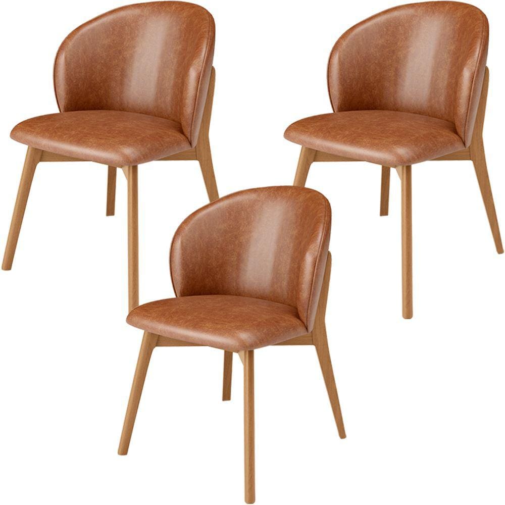 Kit 03 Cadeiras de Jantar e Estar Living Estofada Mia L02 Couríssimo Camel - Lyam Decor