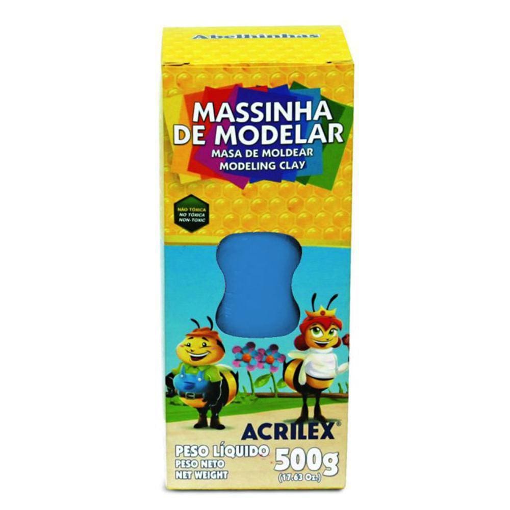 Massa Modelar Cera 500G Acrilex Azul Cobalto 502