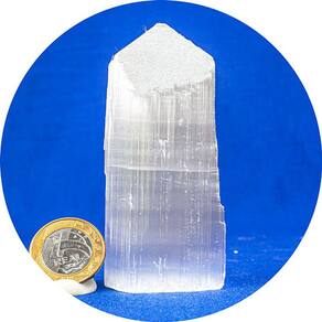 Ponta Selenita Branca Natural Bruta 11cm 80g Classe A