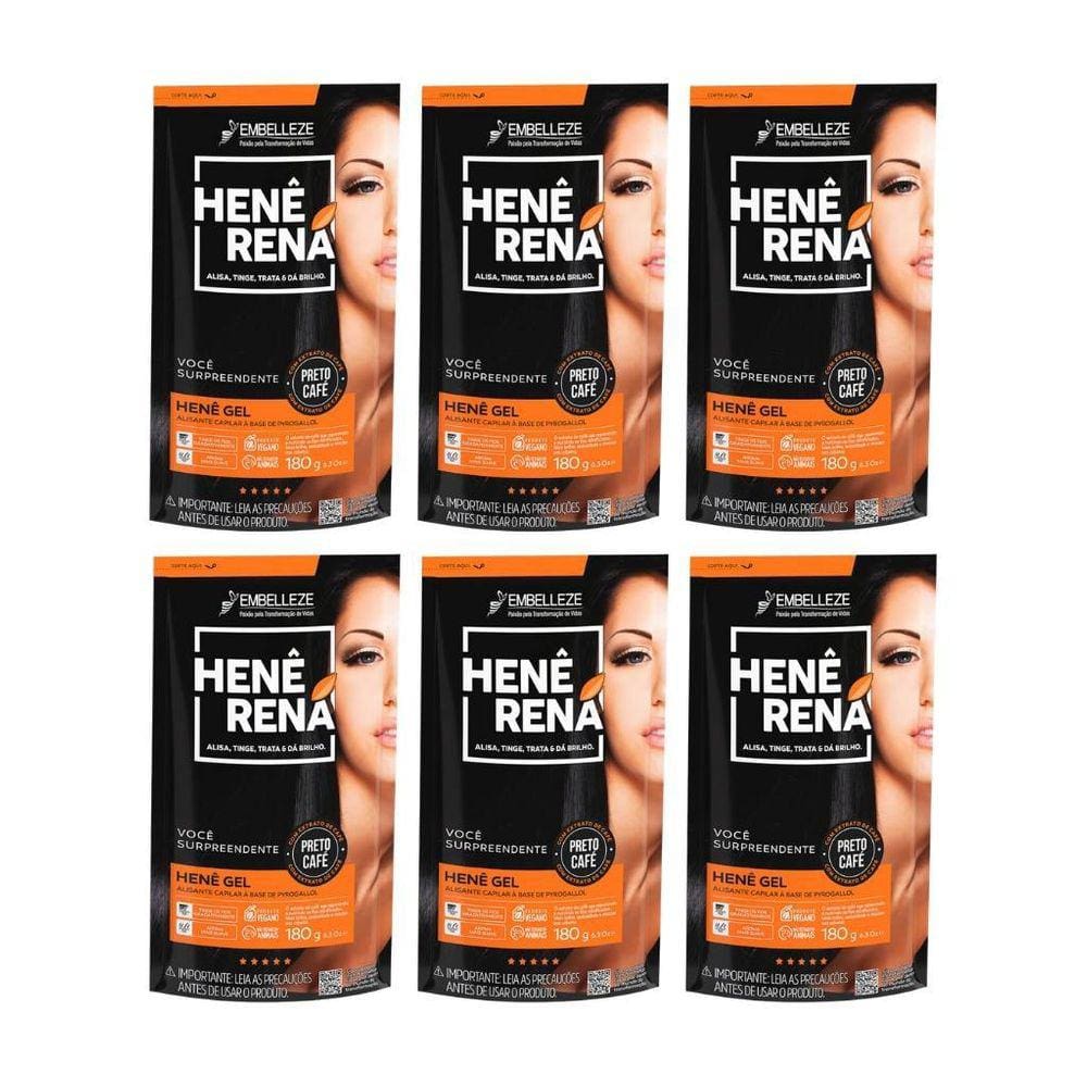 Hene Rena 180G Preto Cafe - Kit Com 6Un