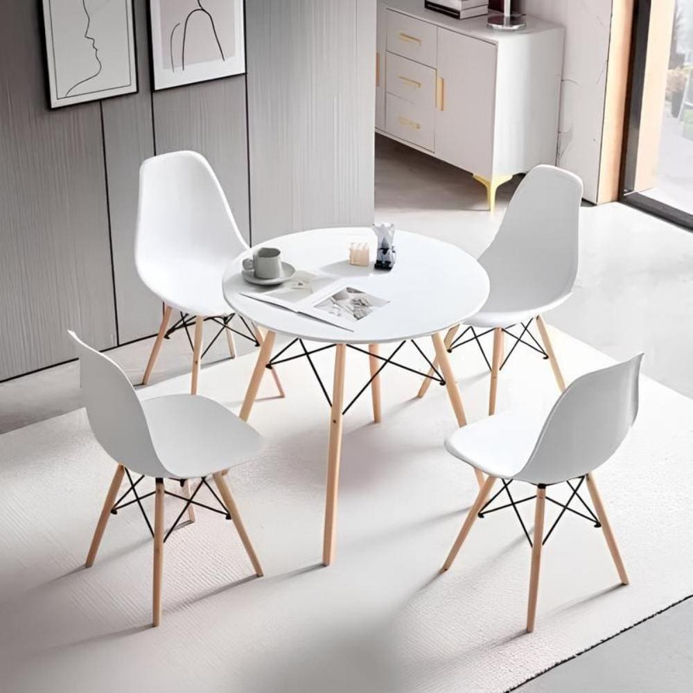 Conjunto Mesa 90cm + 4 Cadeiras Charles Eames Eiffel Trevisul