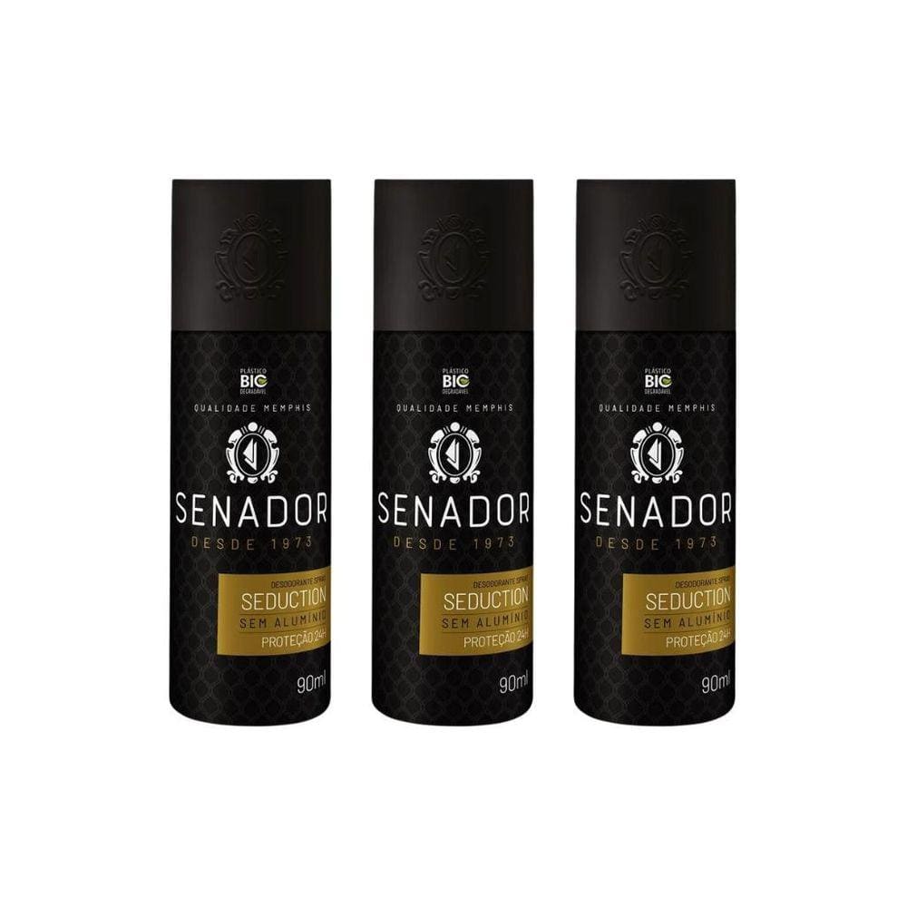 Desodorante Spray Senador Seduction 90Ml - Kit Com 3Un