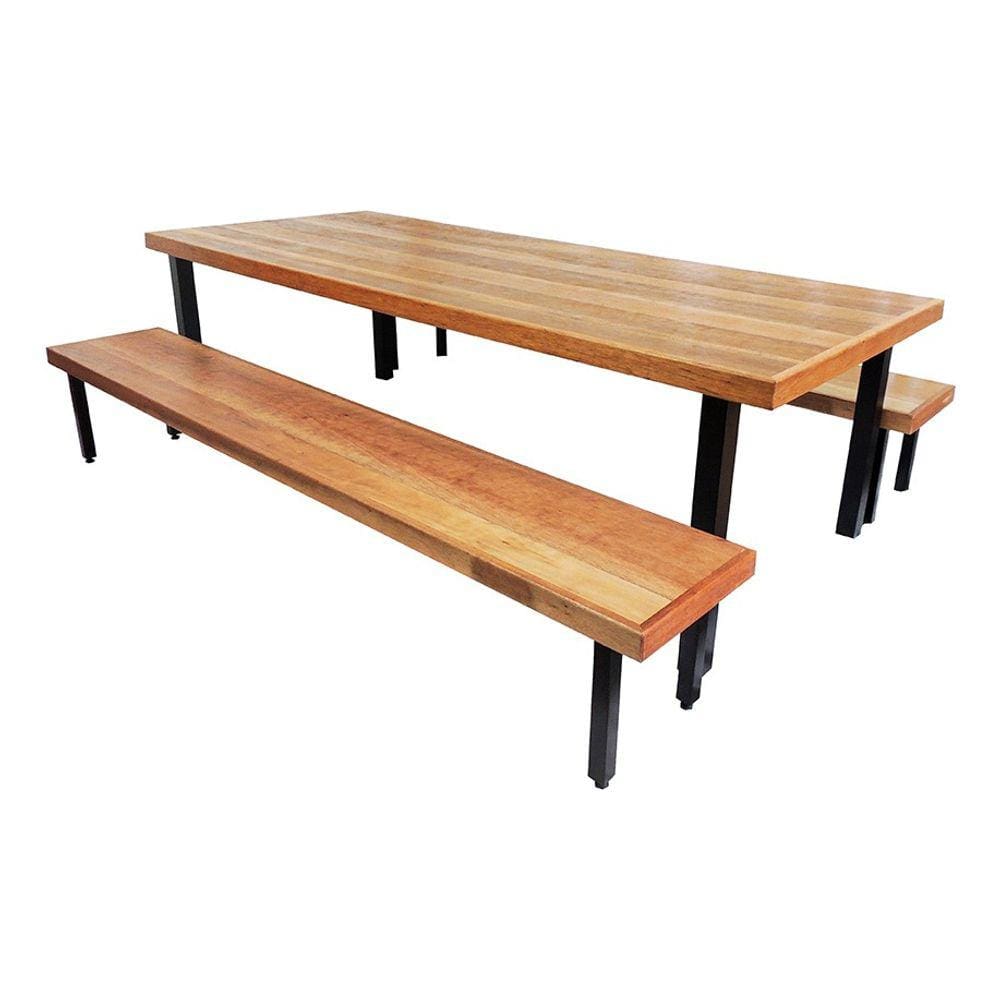 Jogo Mesa E 2 Bancos Industrial Dallas 2,20m Ferragem Preta