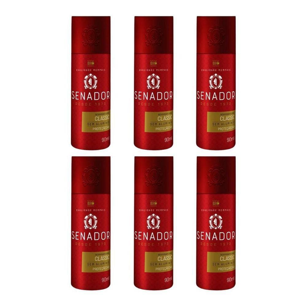 Desodorante Spray Senador Classic 90Ml - Kit Com 6Un