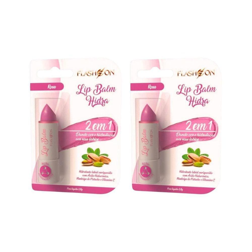 Lip Balm Flash On 2Em1 Rosa - Kit Com 2Un