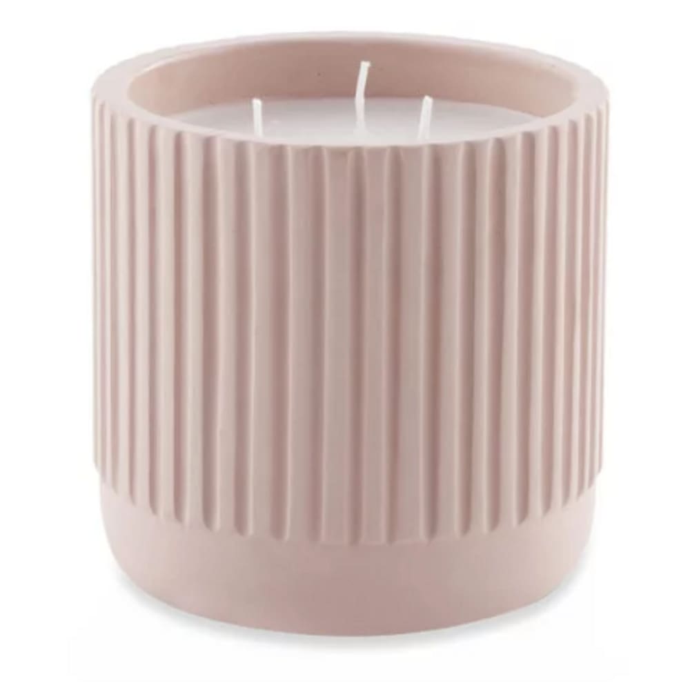 Vela Com Suporte Rosa em Cimento - Mart