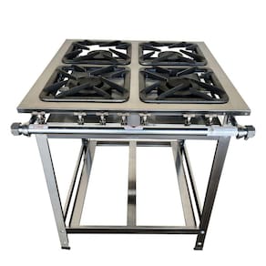 Fogão Industrial Gold 4 Bocas 2QS 2QD Baixa Pressão Perfil 7 Inox 430 Cefaz