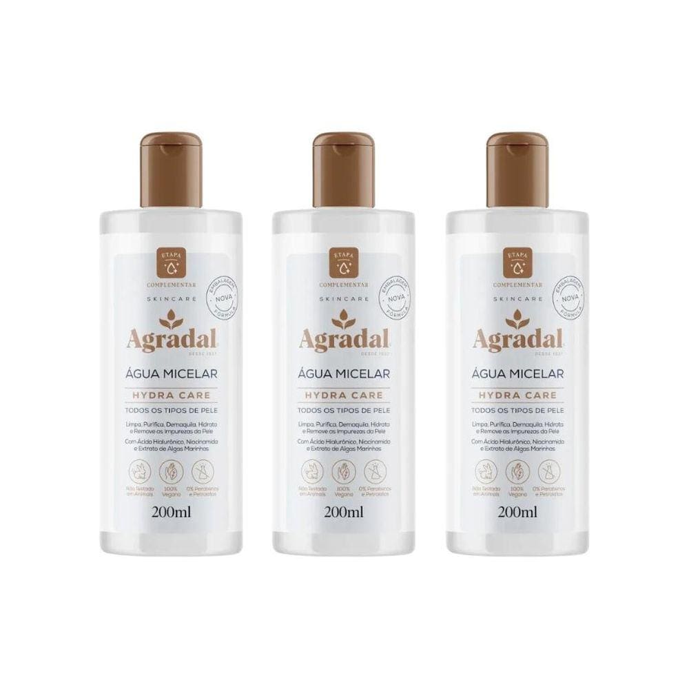 Agua Micelar Agradal Hydra Care 200Ml - Kit Com 3Un