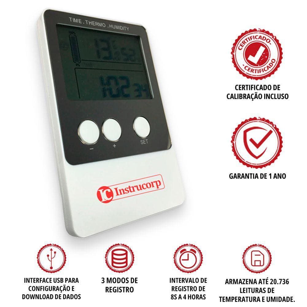 Termo-higrômetro Datalogger -40 À 60°c 20.736 Leituras