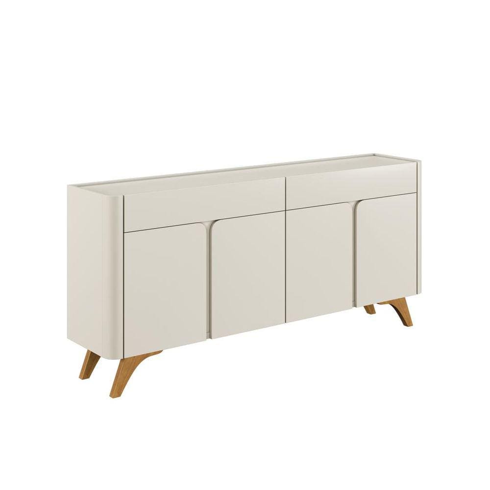 Buffet Arcus 4 Portas Off White Pés em Madeira Maciça