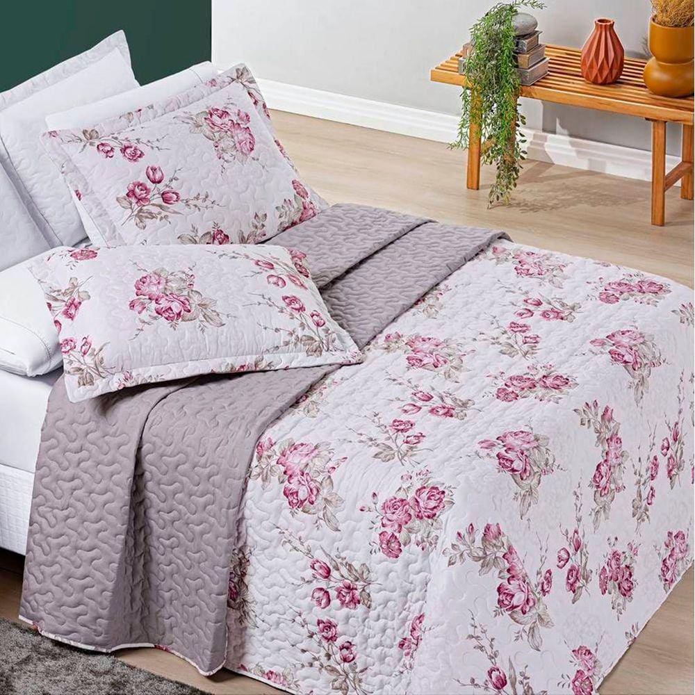Cobre Leito King Dupla Face Avere 200 Fios Estampado 3 Peças - Lilac