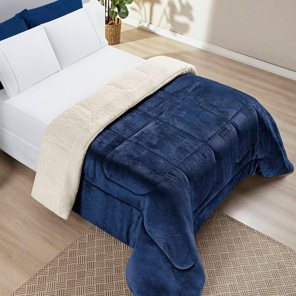 Edredom King Coberdrom Sherpa/Mantinha Everest 1 Peça - Marinho