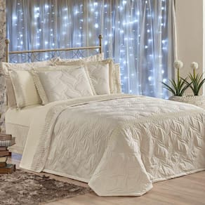 Cobre Leito Queen Royalle Matelado com Guipir 7 Peças - Bege