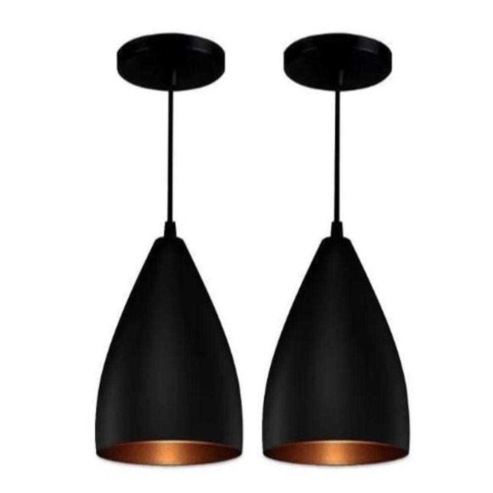 Kit 2 Pendente Vegas Preto E Cobre