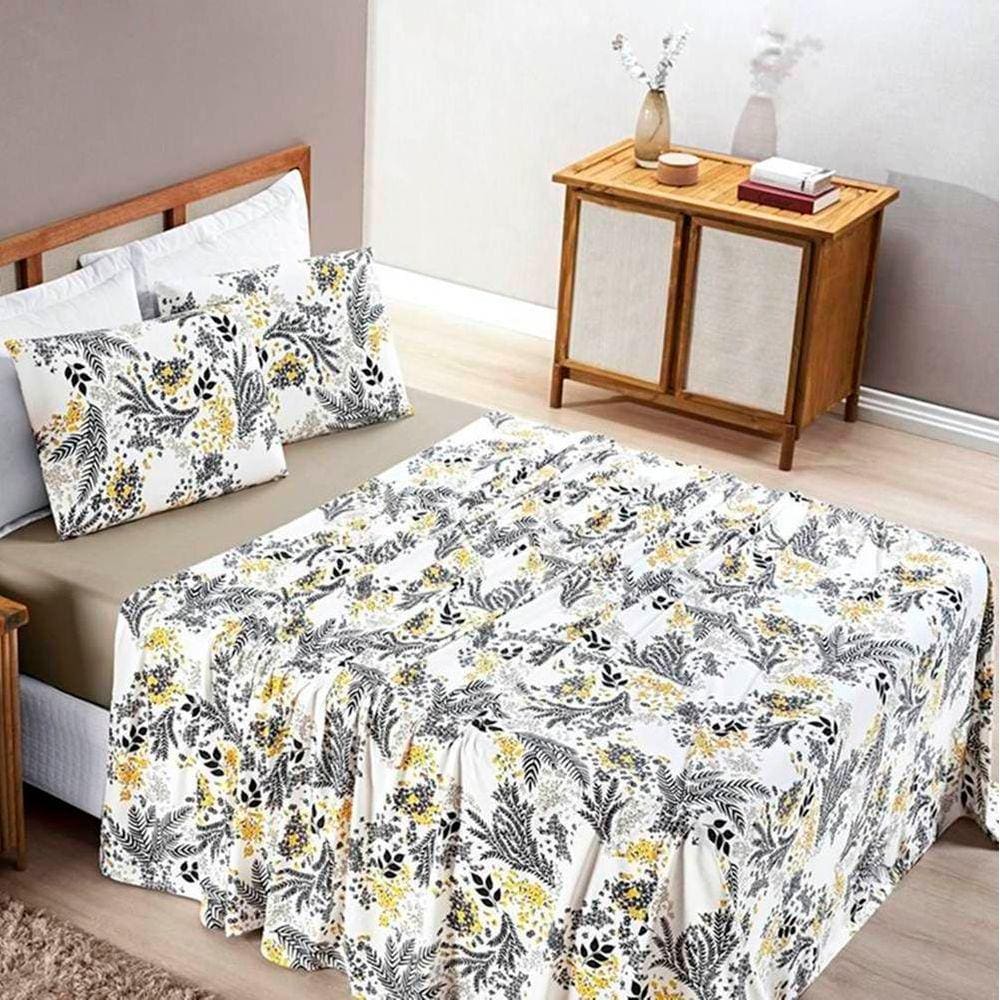 Jogo de Lençol King Quality Malha 100% Algodão Estampado 4 Peças - Blossom