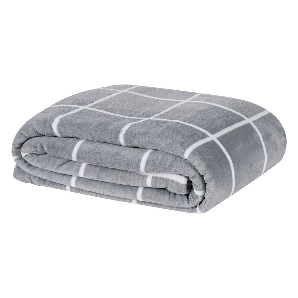 Manta Solteiro Austin Flannel Microfibra 1 Peça - Cinza