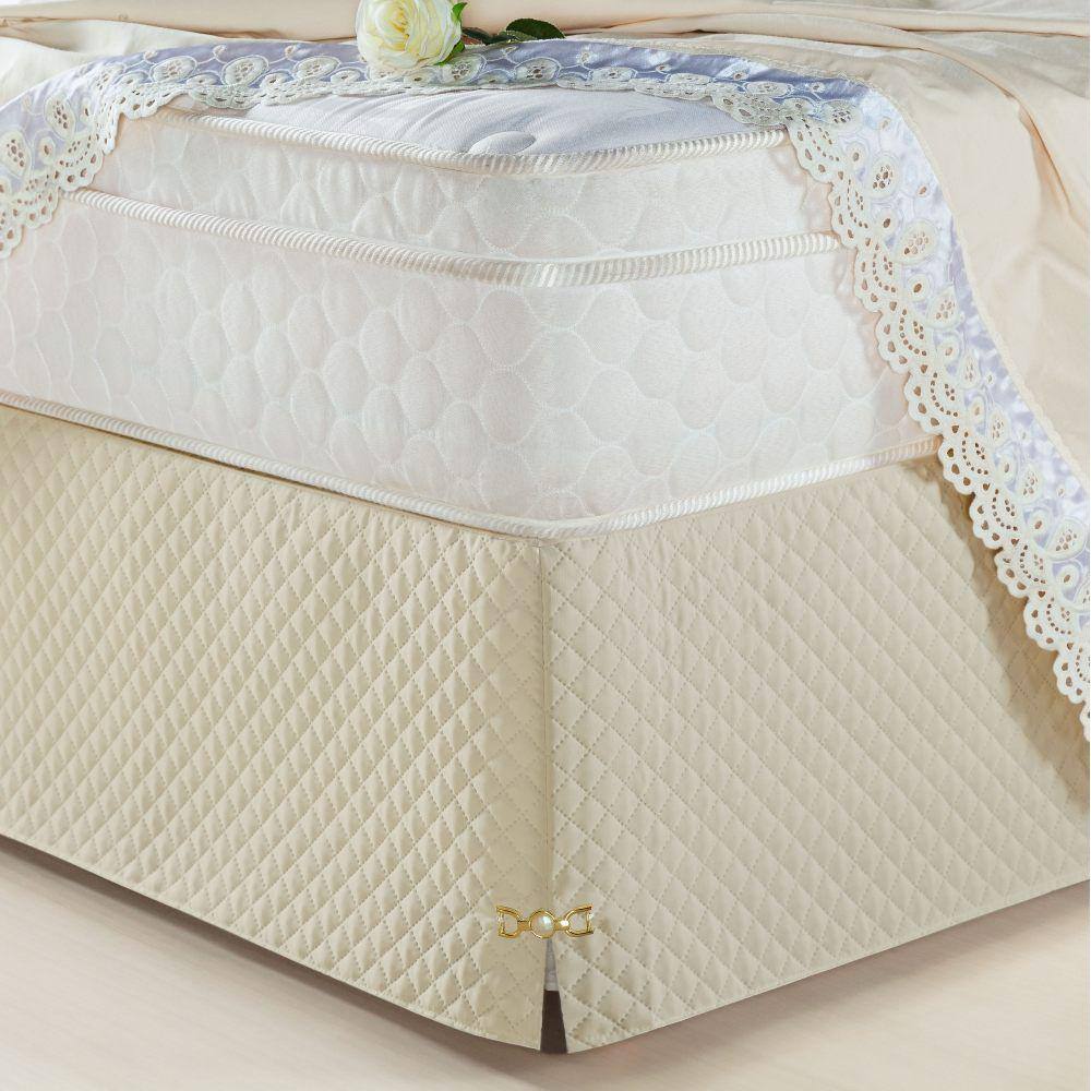 Saia Para Cama Box Casal Padrão Veneza 1 Peça - Bege