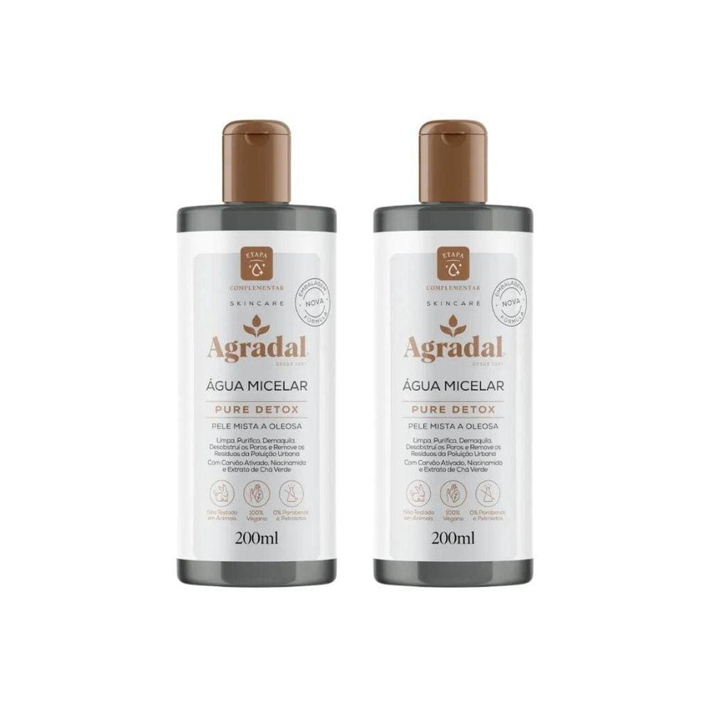 Agua Micelar Agradal Pure Detox 200Ml - Kit Com 2Un