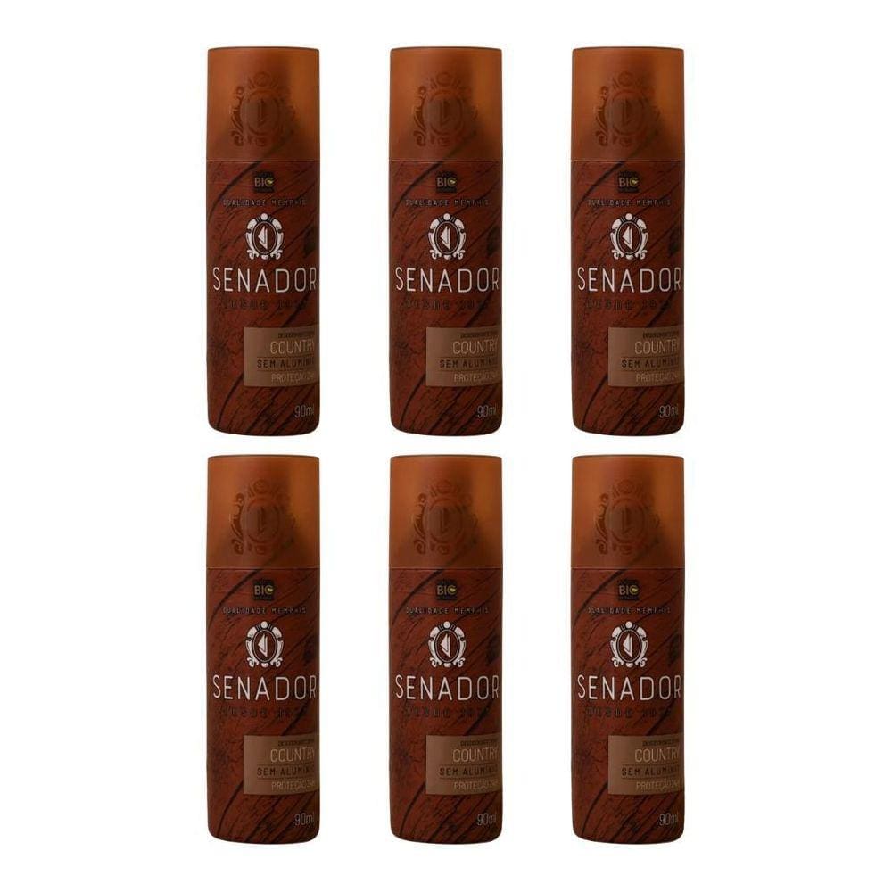 Desodorante Spray Senador Country 90Ml - Kit Com 6Un