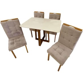 Mesa De Jantar Pedro 120X80cm Com 4 Cadeiras Art Assentos