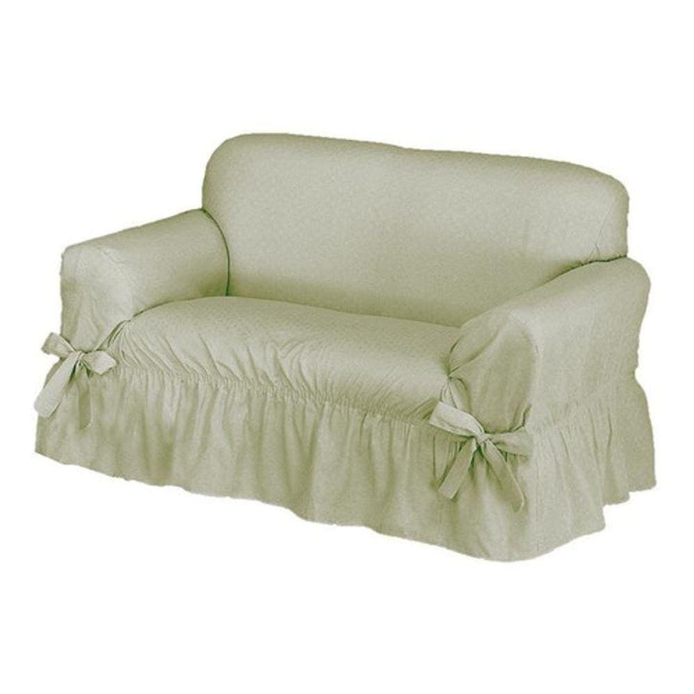 Capa De Sofá 2 Lugares Avulso Gorgurão Maquinetado - Cáqui