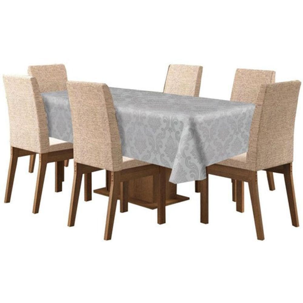 Toalha De Mesa De 4 Lugares Tecido Jacquard - Cinza