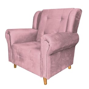 Poltrona Bruna De Amamentação E Descanso Pés De MadeiraSuede Rosa