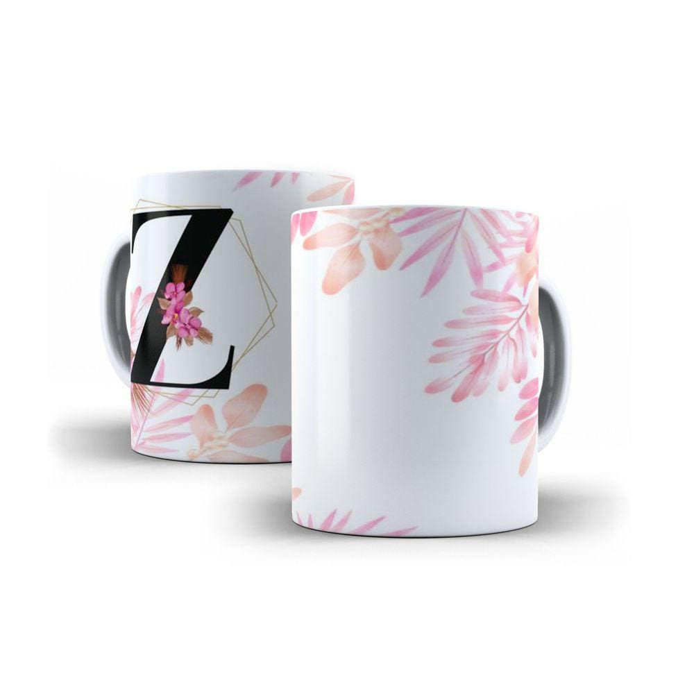 Caneca Personalizada Presente Floral Letra  Z