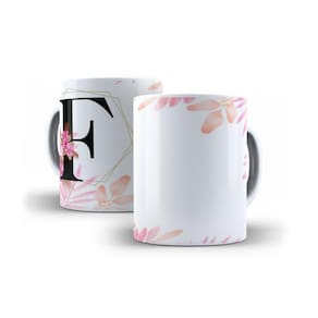 Caneca Personalizada Presente Floral Letra F
