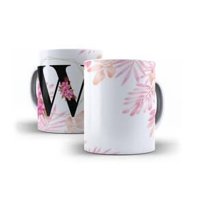 Caneca Personalizada Presente Floral Letra W