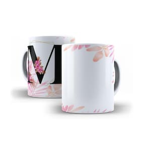 Caneca Personalizada Presente Floral Letra M