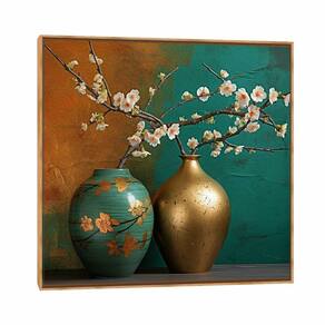 Quadro Canvas Vaso Japonês I 30x30cm Madeira Clara