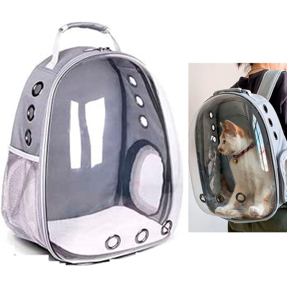 Mochila Transporte Gato Cachorro Coelho Alça Ajustavel Regulavel Furos Ventilaçao Bolsos Suporte Visao Panoramica