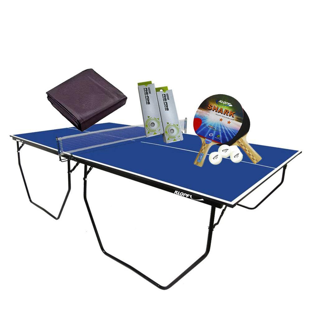MESA DE PING PONG COM RODÍZIO MDF 15mm KLOPF 1009 + KIT 5055 + 6 Bolinhas + Capa Slim
