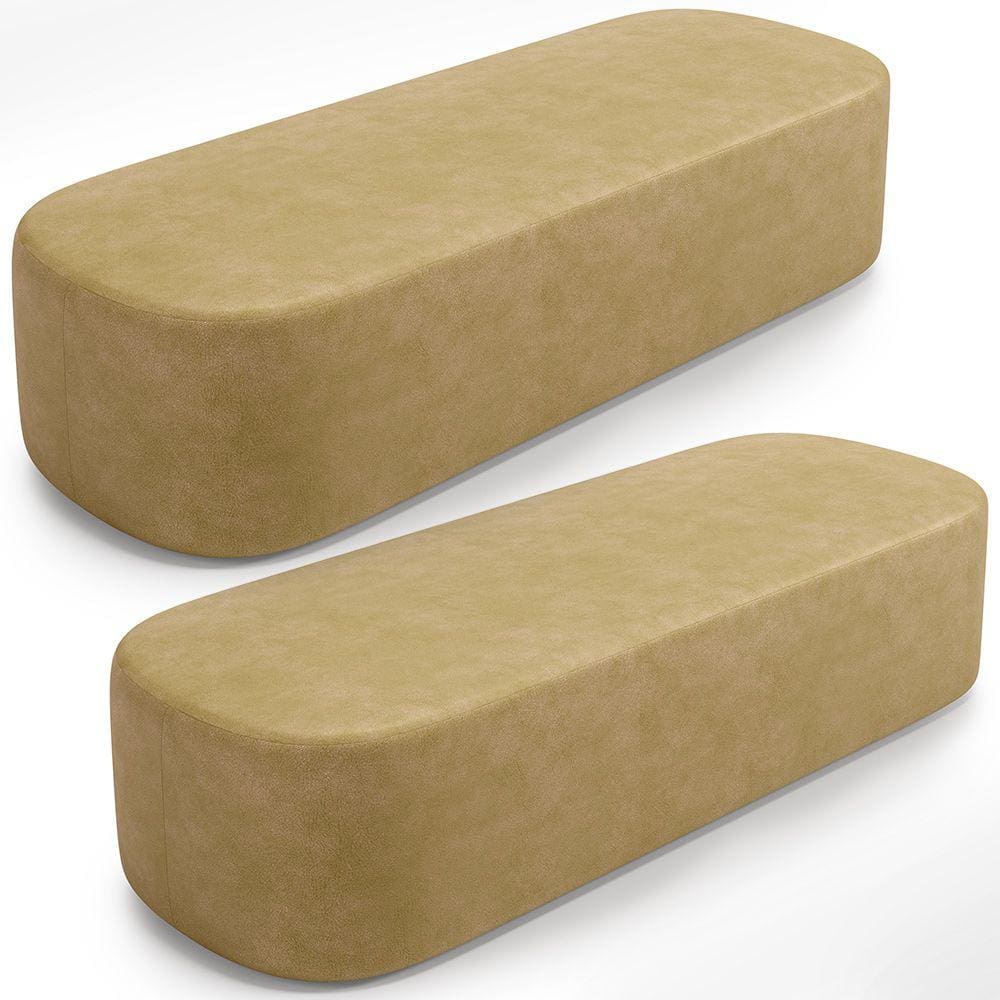 Kit 02 Puffs Decorativos Orgânicos Para Living Quarto 195Cm Doha W01 Couríssimo - Lyam Decor