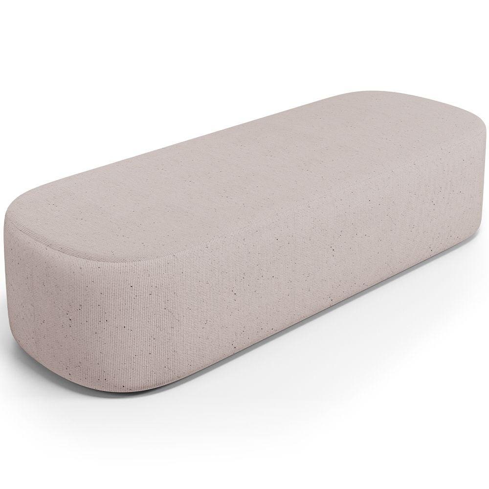 Puff Decorativo Orgânico Para Living Quarto 195cm Doha W01 Linho Bege - Lyam Decor