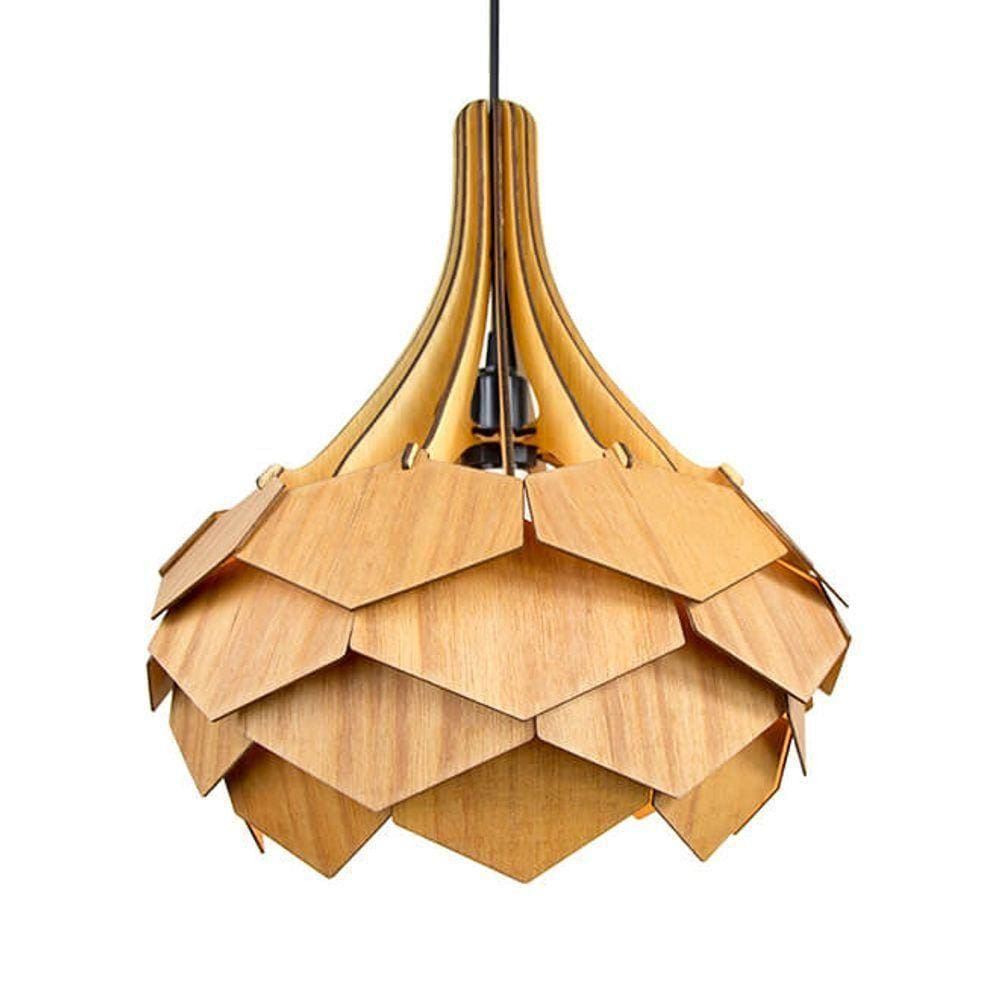 Lustre Pendente Em Madeira - Pinho