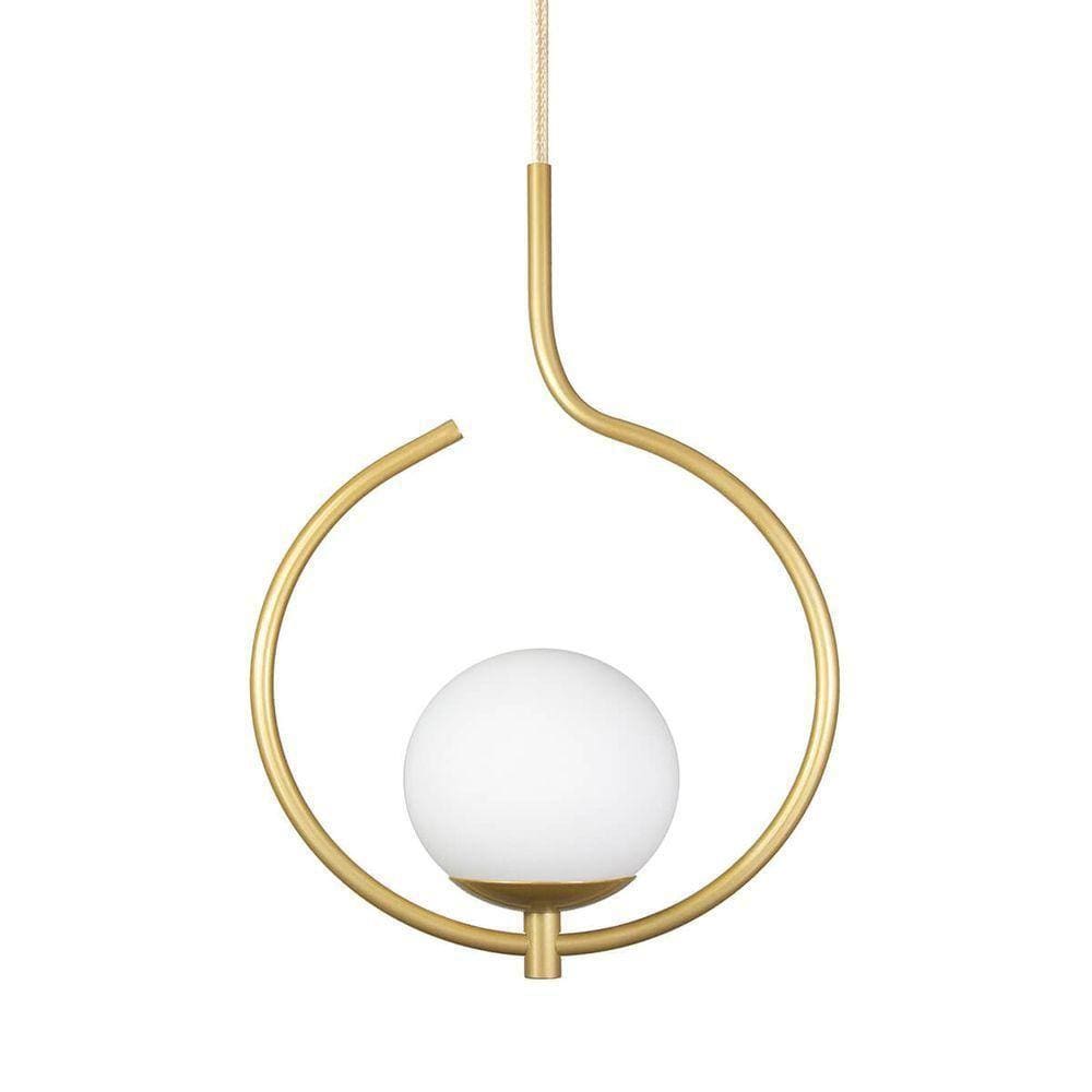 Kit 2 Pendentes On Loop Dourado Com Globo De Vidro Branco