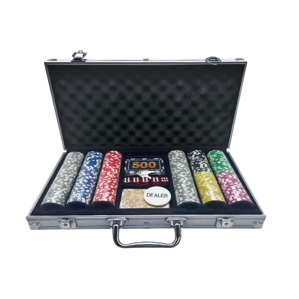 Jogo De Poker C/ Maleta Fichas Coloridas [300un]