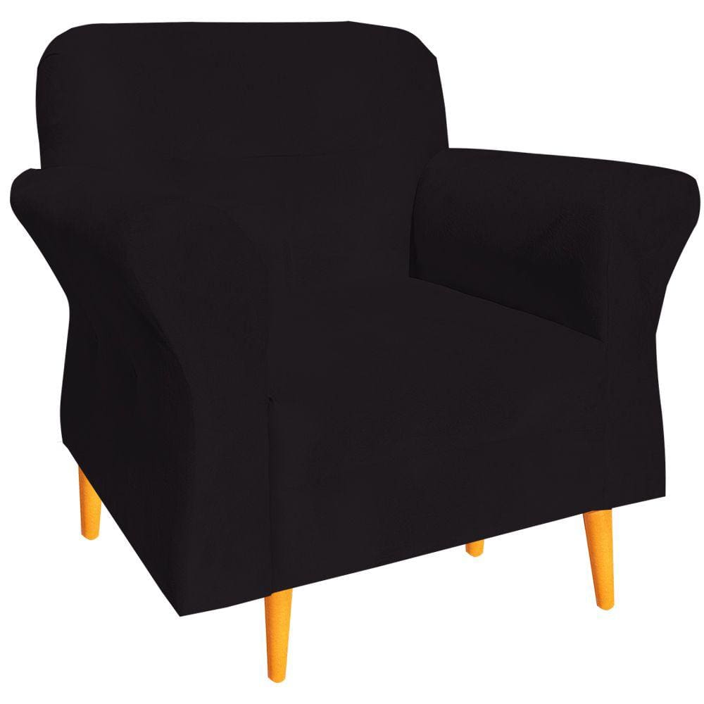 Poltrona Pietra Decorativa Palito Luxo Tecido Preto