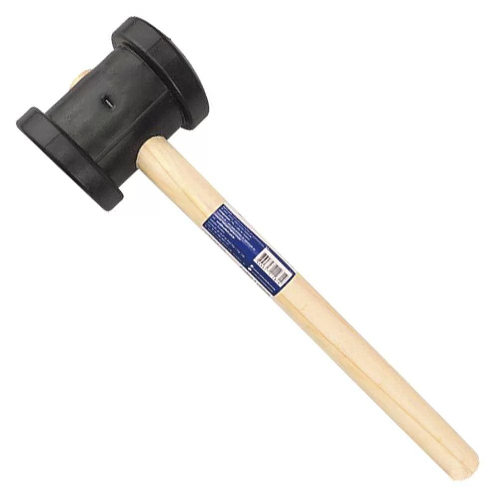 Martelo De Borracha Cabo de Madeira 33cm Preto Brasfort