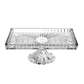 Bandeja Vidro Retangular com pé 34,5x18,5x12cm Adely