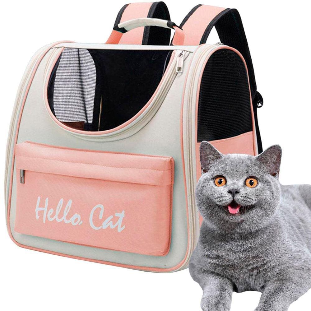 Bolsa Mochila Transporte Gato pet Animais Estimaçao Visao Panoramica Passeio Viagem Ar Bolsos Ventilado Caminhada Lazer